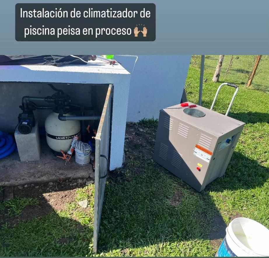 Instalación de climatizador de piscina Peisa junto a la sala de máquinas